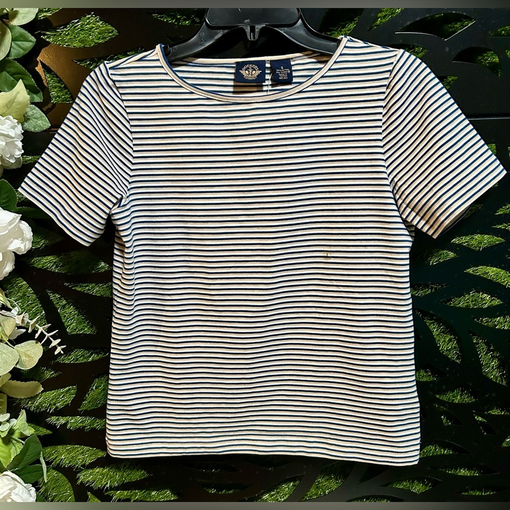 NWT Dockers Navy and White Striped Tee, Women's Small